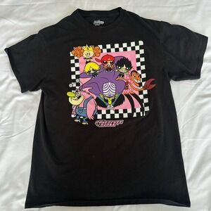 Powerpuff Girls Graphic T-Shirt Men's Medium Black Cartoon Network Retro 90s Y2K